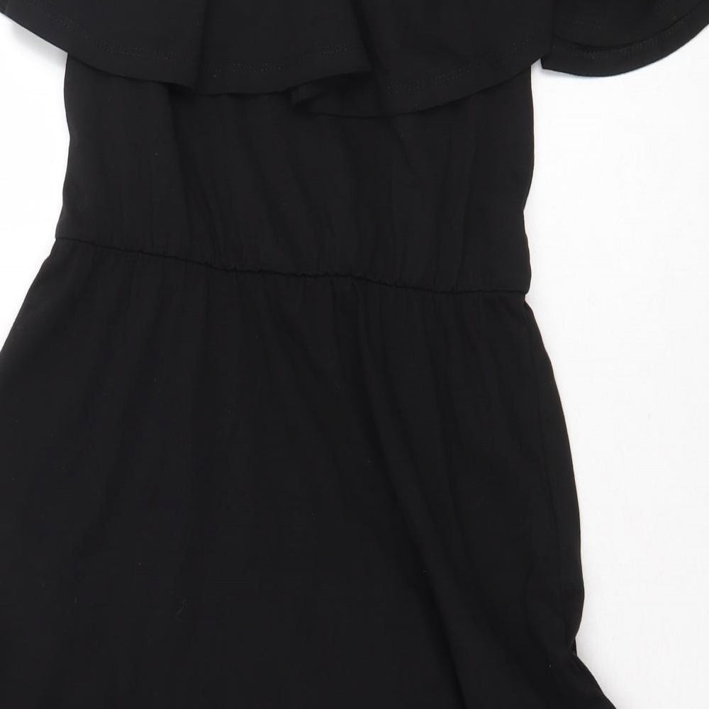 ASOS Womens Black 100% Cotton Fit & Flare Size 6 Off the Shoulder Pullover
