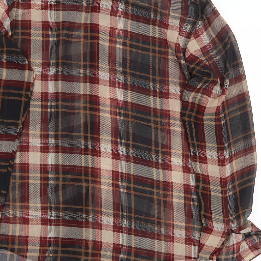 NEXT Womens Multicoloured Plaid Polyester Basic Button-Up Size 10 Collared