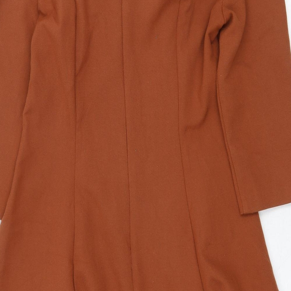 ASOS Womens Brown Polyester A-Line Size 12 Scoop Neck Zip
