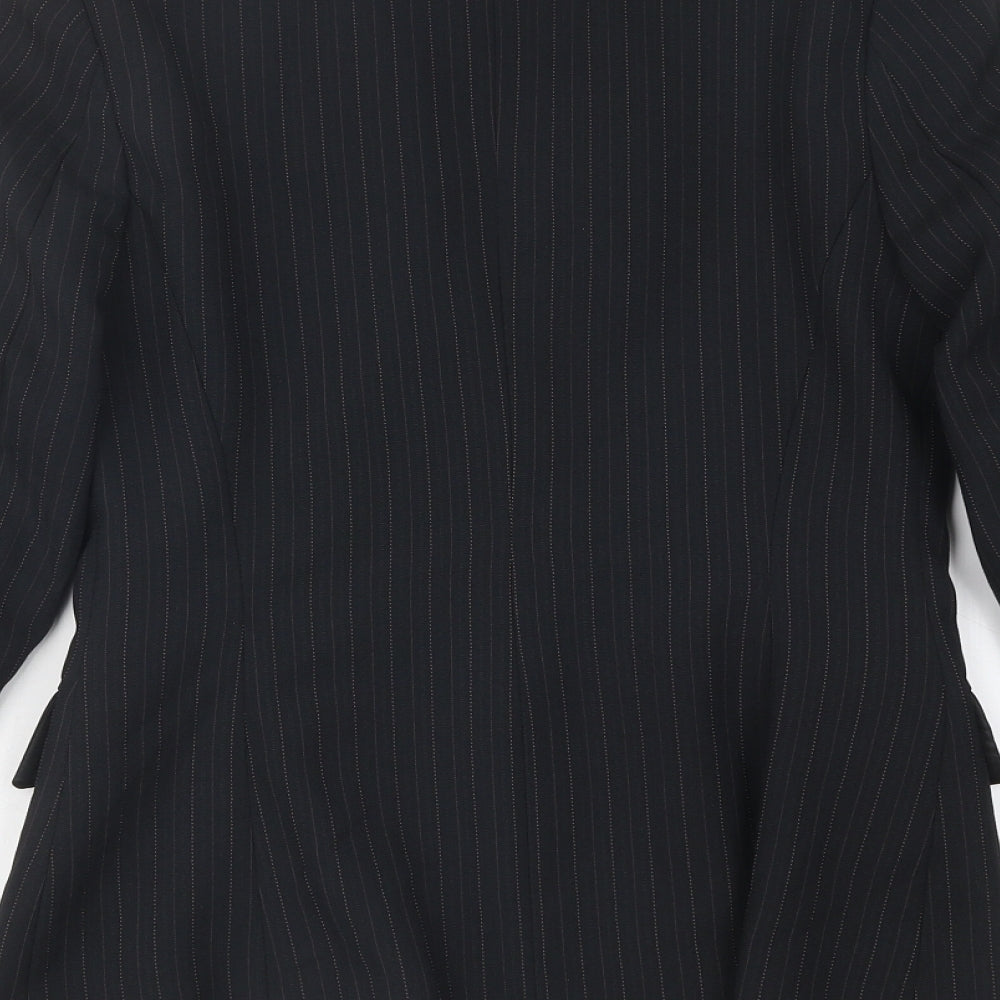 Bay Womens Black Striped Polyester Jacket Blazer Size 8