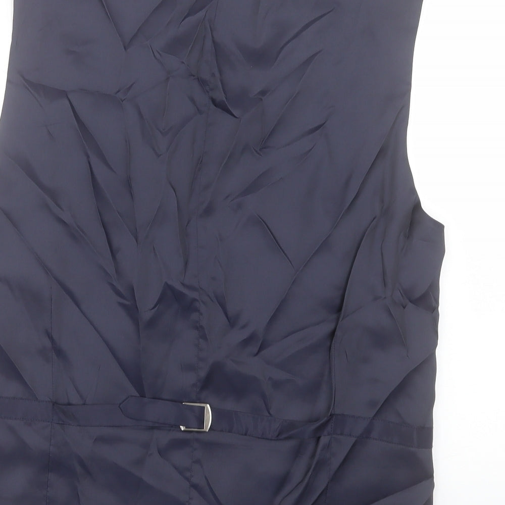 NEXT Mens Blue Plaid Wool Jacket Suit Waistcoat Size 38