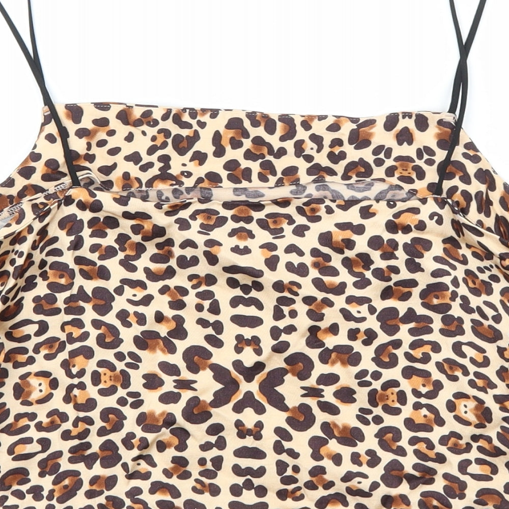 Topshop Womens Multicoloured Animal Print Viscose Camisole Tank Size 10 Square Neck - Cropped