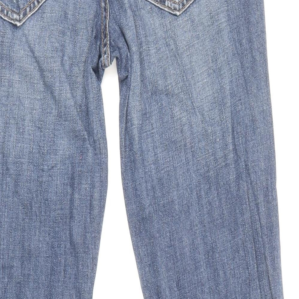 Marks & Spencer Womens Blue Cotton Skinny Jeans Size 6 L28 in Regular Zip