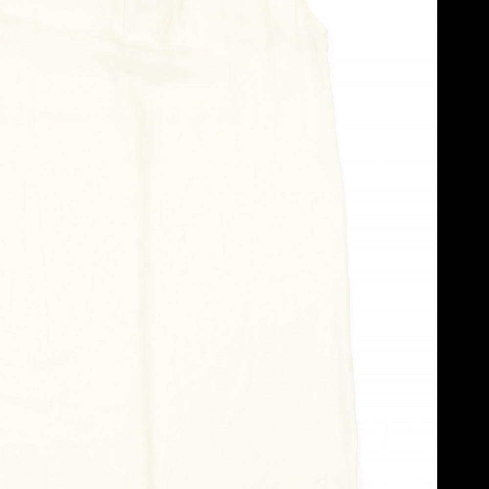 H&M Womens Ivory Polyester Basic Blouse Size 8 V-Neck