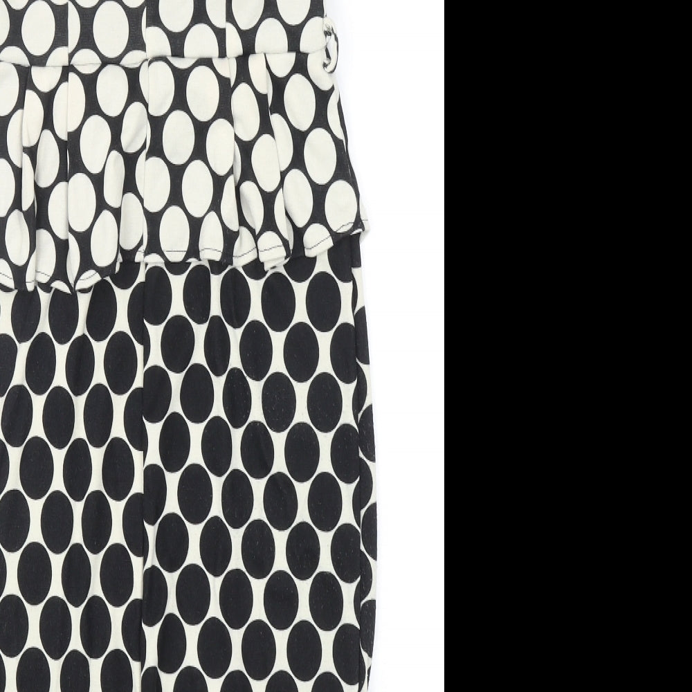 Dorothy Perkins Womens Black Geometric Polyester A-Line Size 12 Scoop Neck Pullover