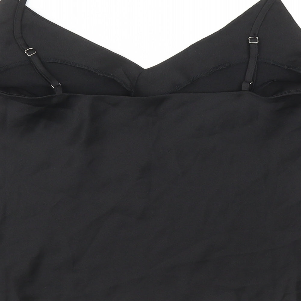 Fanco Womens Black Herringbone Polyester Basic Tank Size L V-Neck