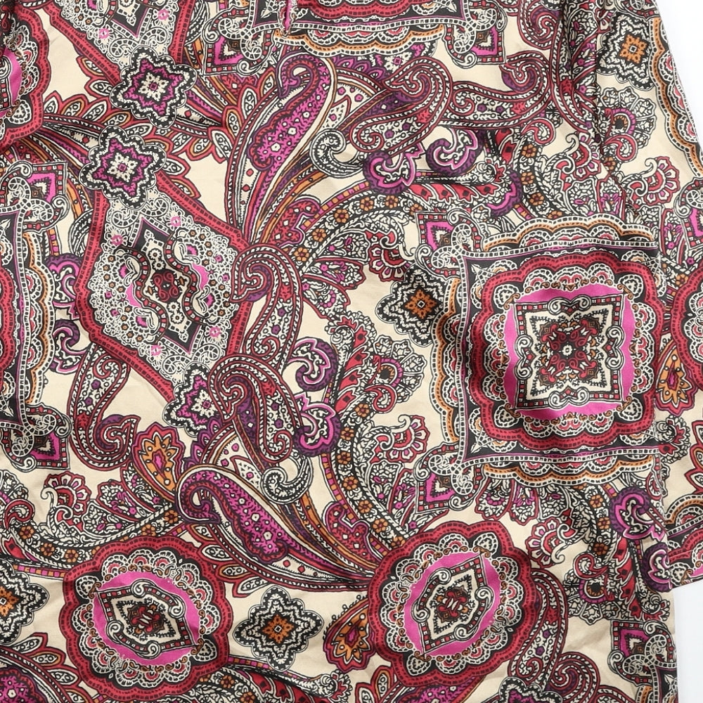 Marks & Spencer Womens Multicoloured Paisley Polyester Basic Blouse Size 10 Round Neck