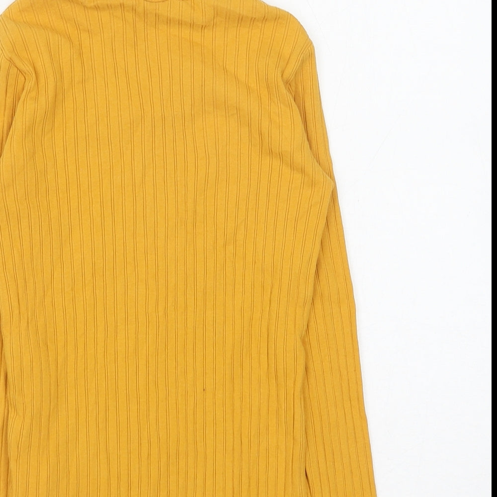 Zara Girls Yellow Polyester Basic T-Shirt Size 9 Years Roll Neck Pullover