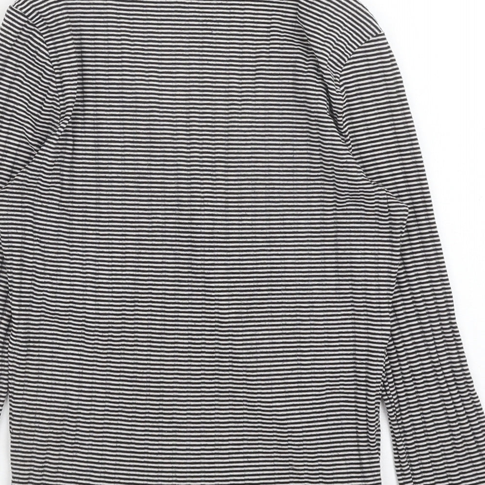 Atmosphere Womens Black Striped Polyester Basic Blouse Size 8 V-Neck