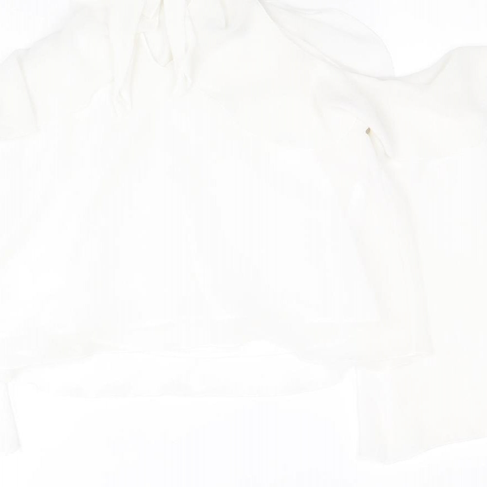 Mango Womens White Polyester Basic Blouse Size M Mock Neck