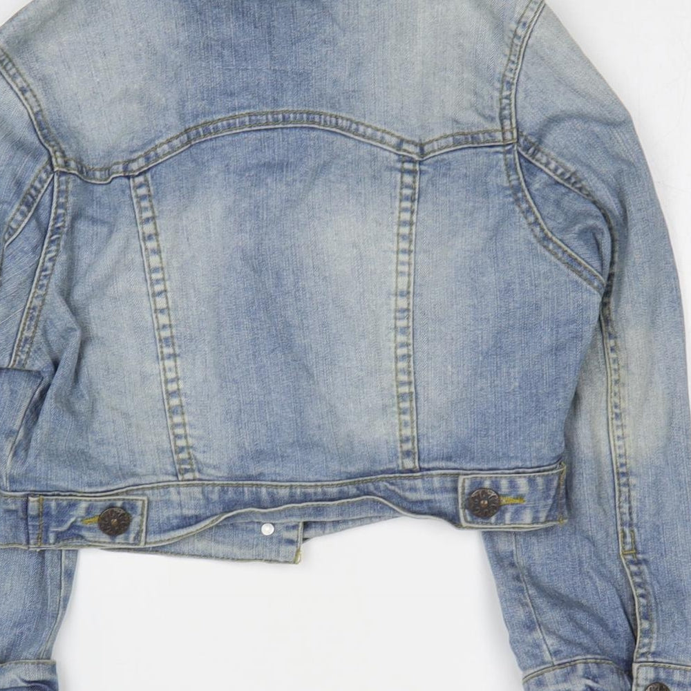 Denim & Co. Womens Blue Jacket Size 10 Button
