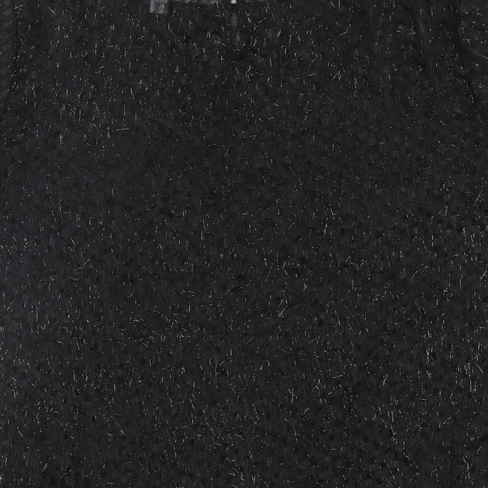 Fever Womens Black Polyester Basic Blouse Size 12 Round Neck