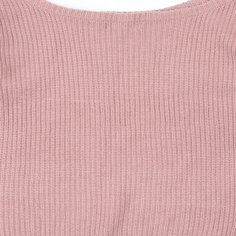 Missguided Womens Pink Boat Neck Acrylic Pullover Jumper Size M