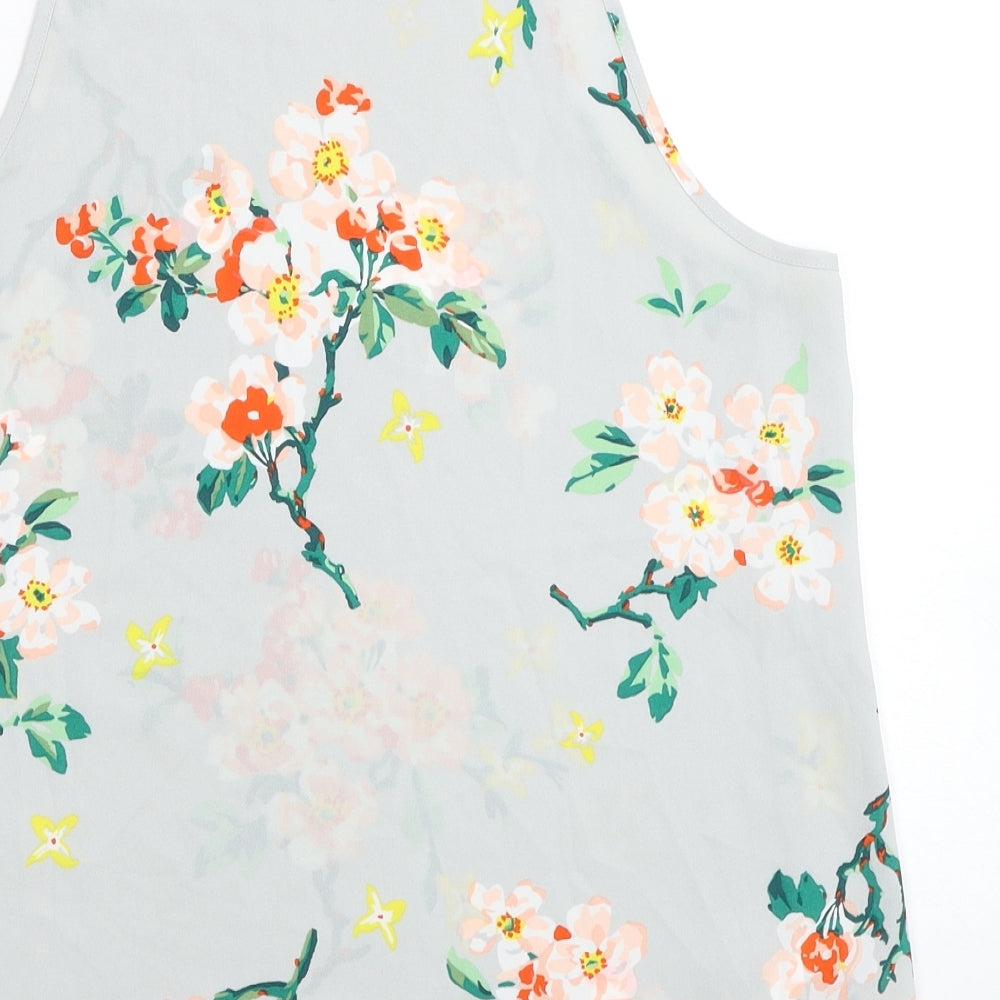 Warehouse Womens Grey Floral Polyester Basic Tank Size 14 Round Neck