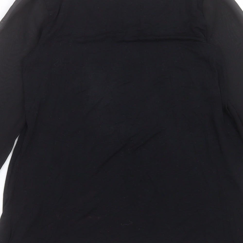 Marks & Spencer Womens Black Polyester Basic Blouse Size 10 Scoop Neck