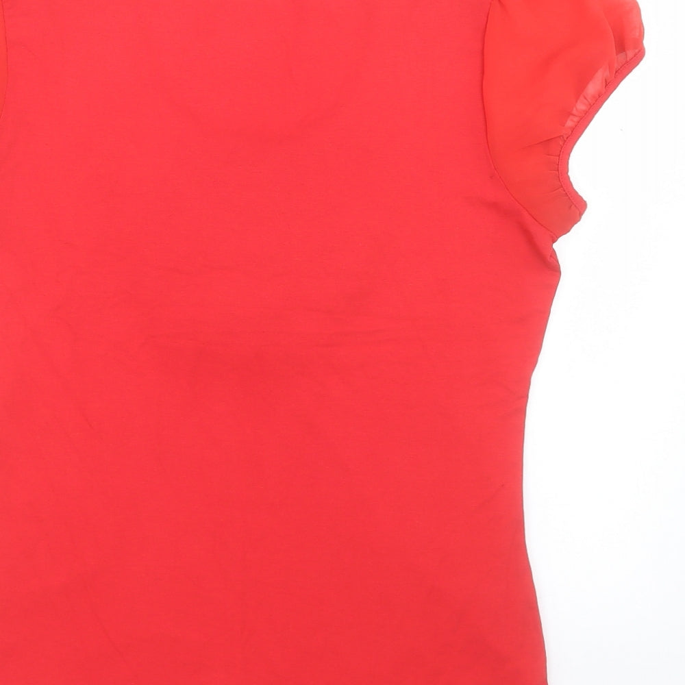 planet Womens Red Viscose Basic T-Shirt Size S Scoop Neck