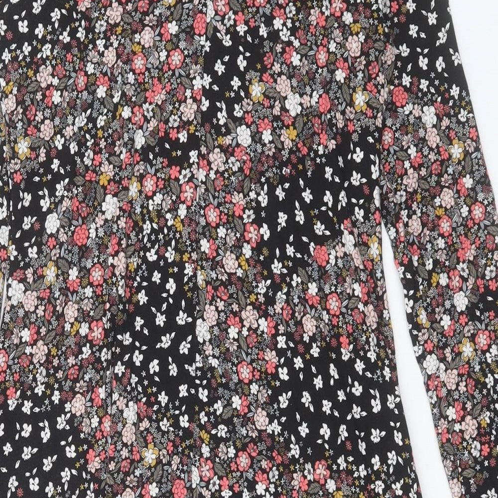 Marks & Spencer Womens Multicoloured Floral Viscose Fit & Flare Size 8 Round Neck Button