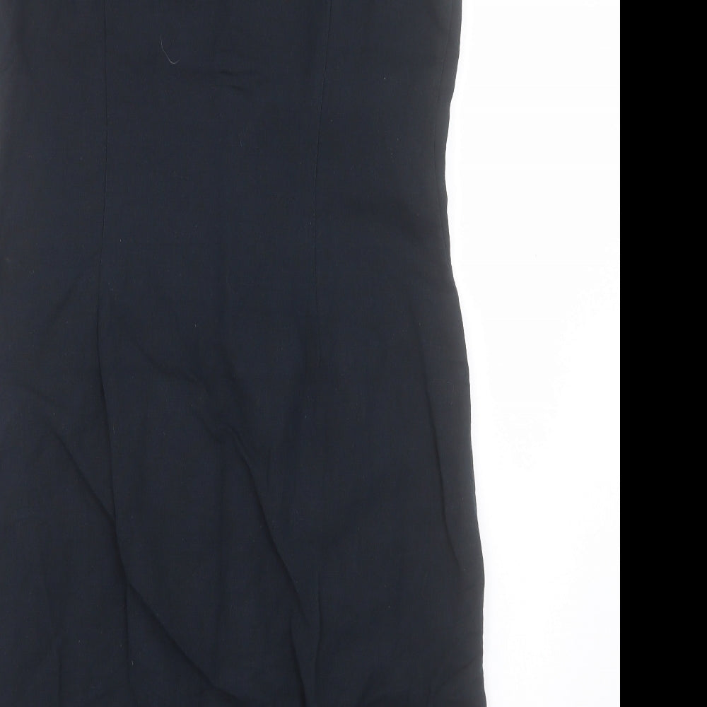 Per Una Womens Blue Linen Shift Size 12 V-Neck Zip