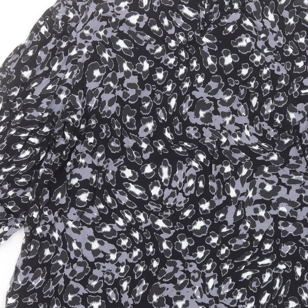 Marks & Spencer Womens Multicoloured Animal Print Viscose Basic Blouse Size 12 Round Neck - Leopard Print