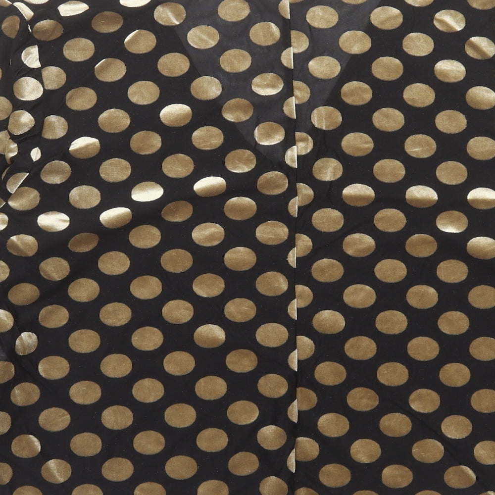 Zara Womens Black Polka Dot Polyester Basic Blouse Size S V-Neck