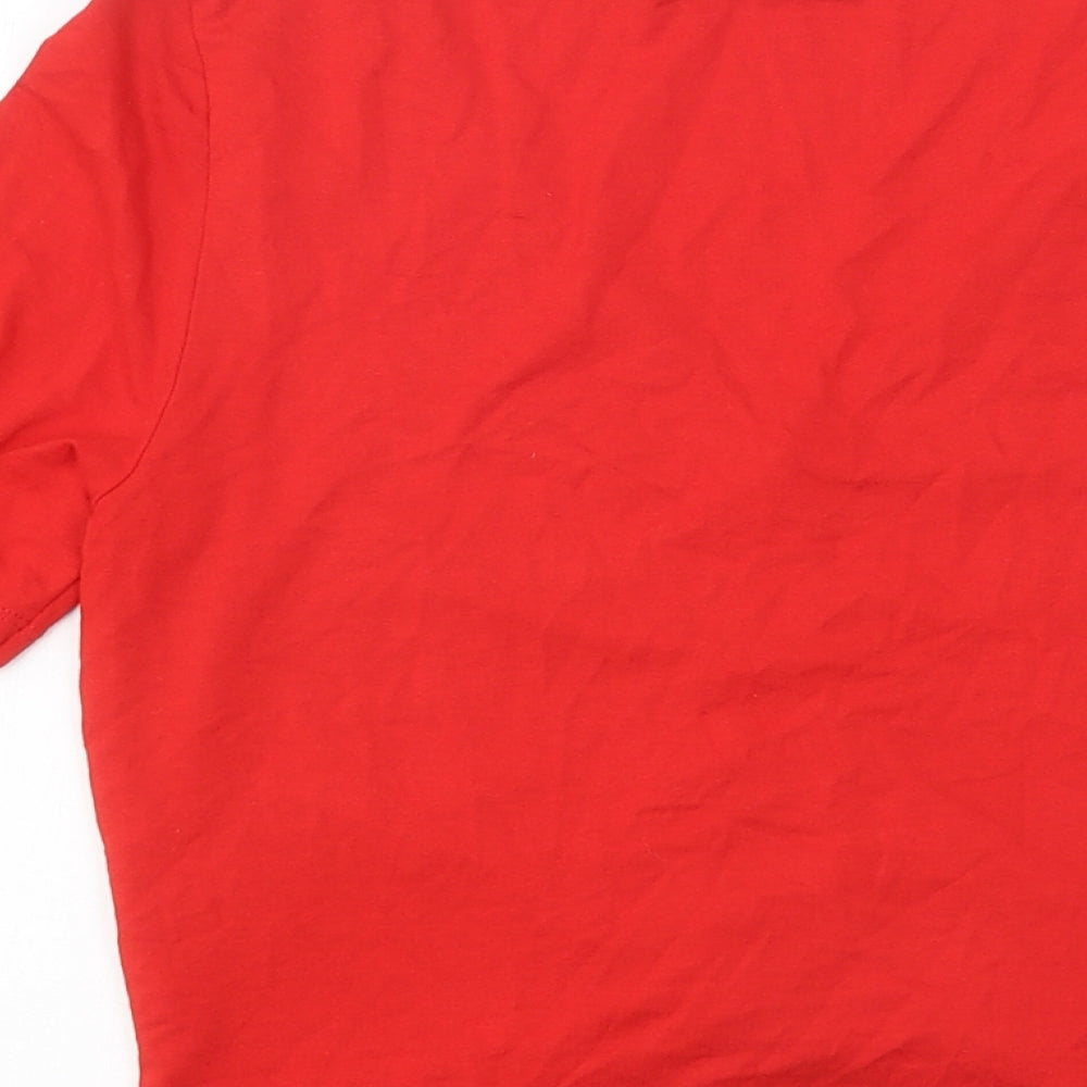 ASOS Womens Red Polyester Cropped T-Shirt Size 10 V-Neck - Ruched