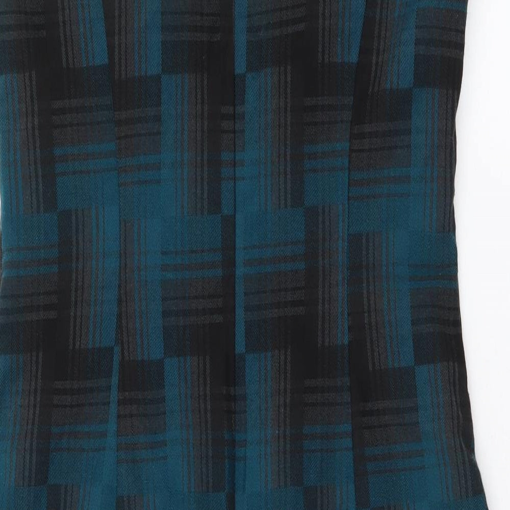 Marks & Spencer Womens Blue Geometric Polyester A-Line Size 10 Round Neck Zip