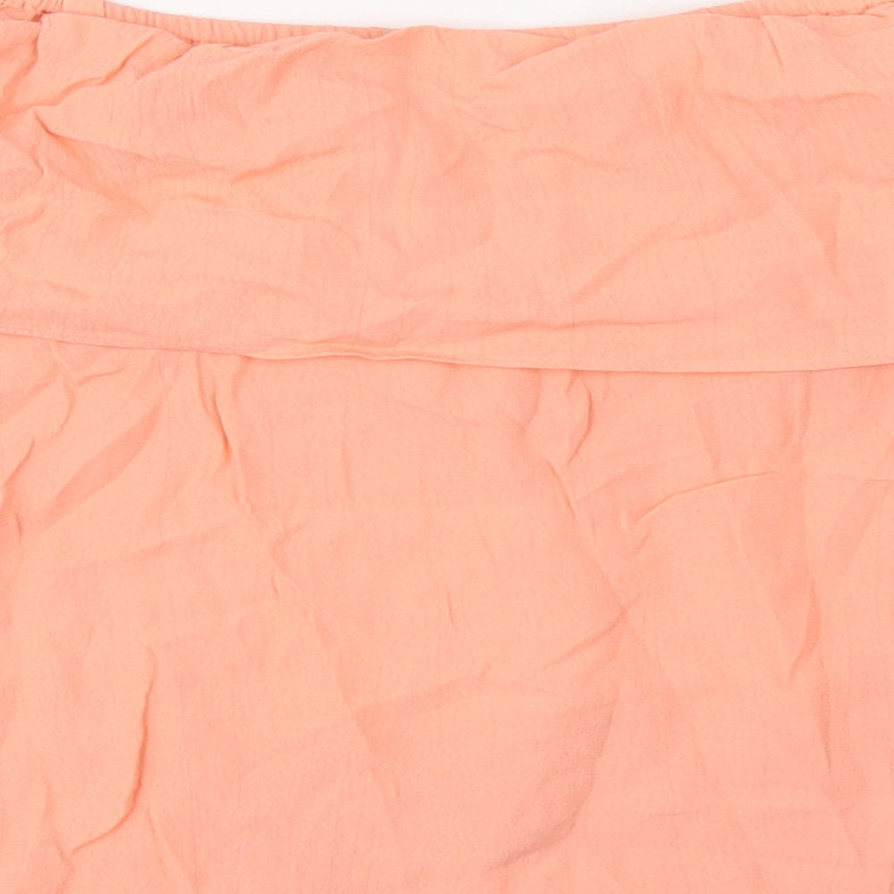 Miss Selfridge Womens Pink Viscose Cropped Blouse Size 10 Boat Neck