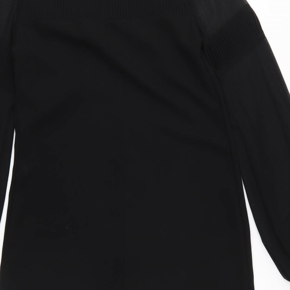 Warehouse Womens Black Polyester A-Line Size 10 Round Neck Button