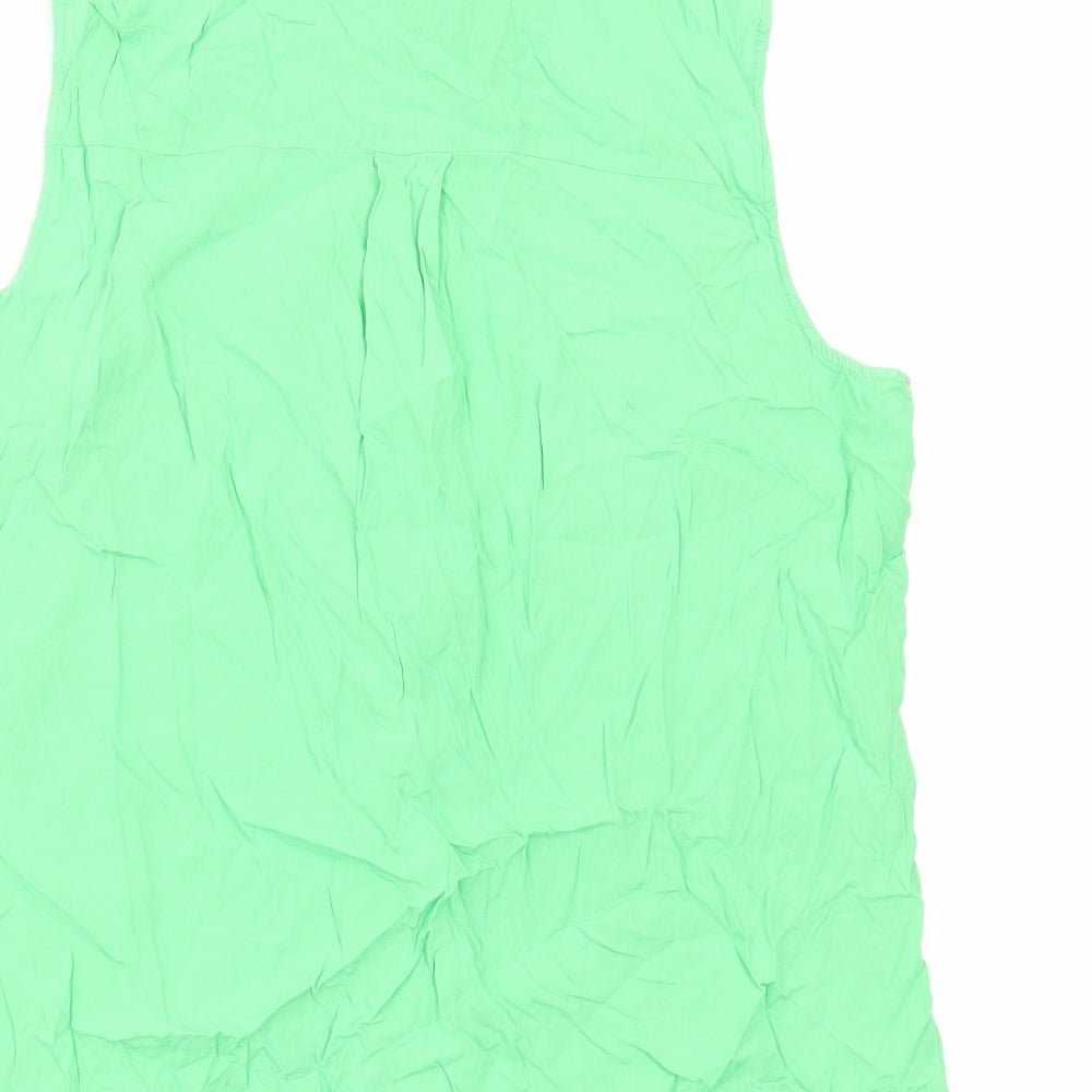 Peacocks Womens Green Viscose Basic Button-Up Size 14 Collared