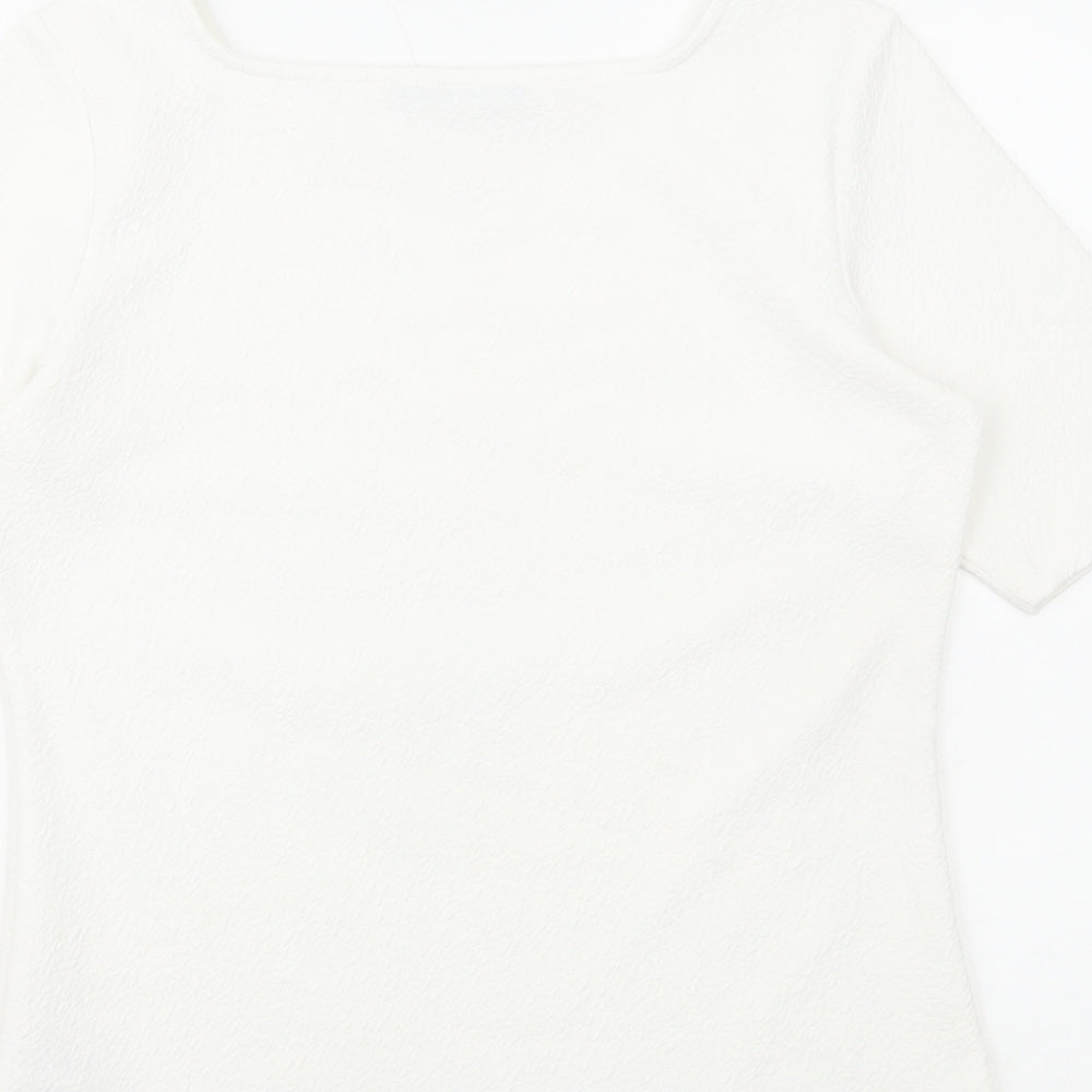 Marks & Spencer Womens White Polyester Basic Blouse Size 12 Square Neck
