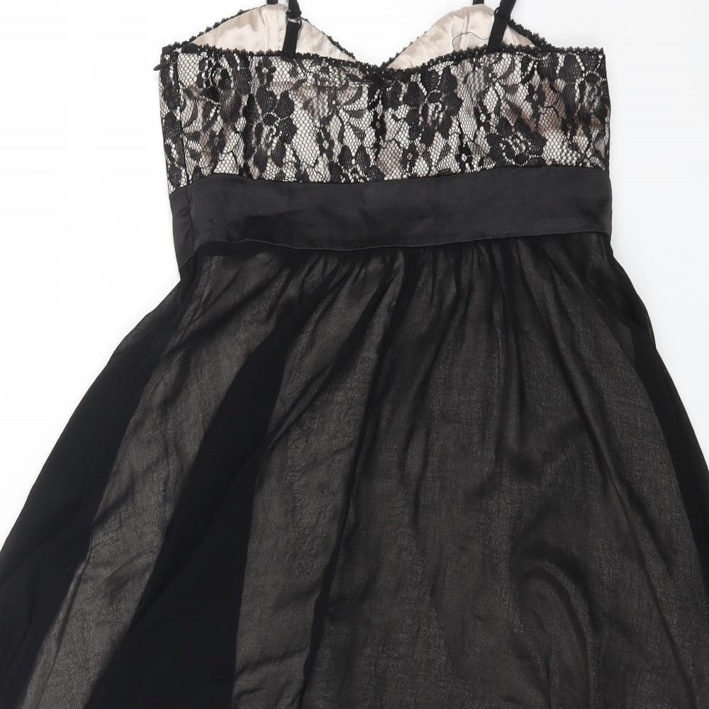 Miso Womens Black Polyester Slip Dress Size 10 Sweetheart Pullover