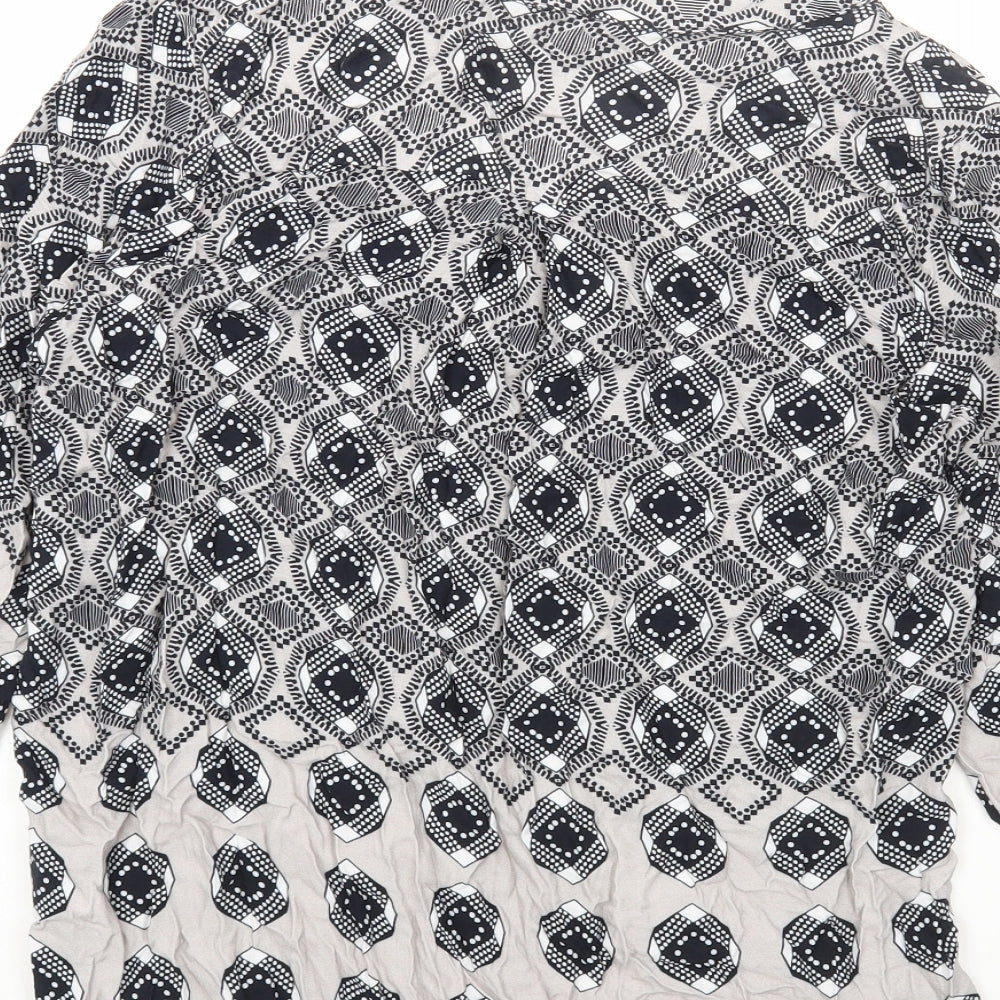 Milano Womens Multicoloured Geometric Viscose Basic Blouse Size 10 V-Neck