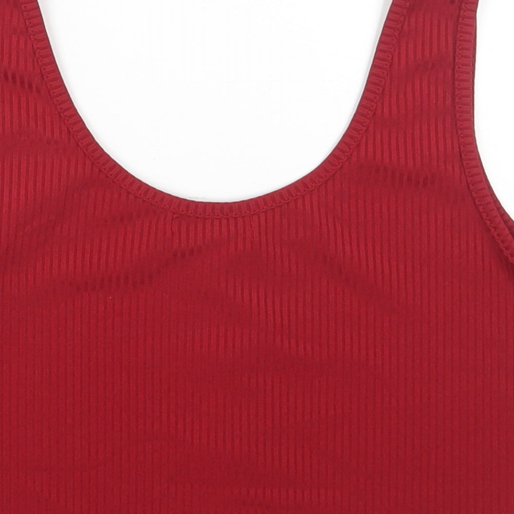 ROMWE Womens Red Polyester Cropped Tank Size M Round Neck