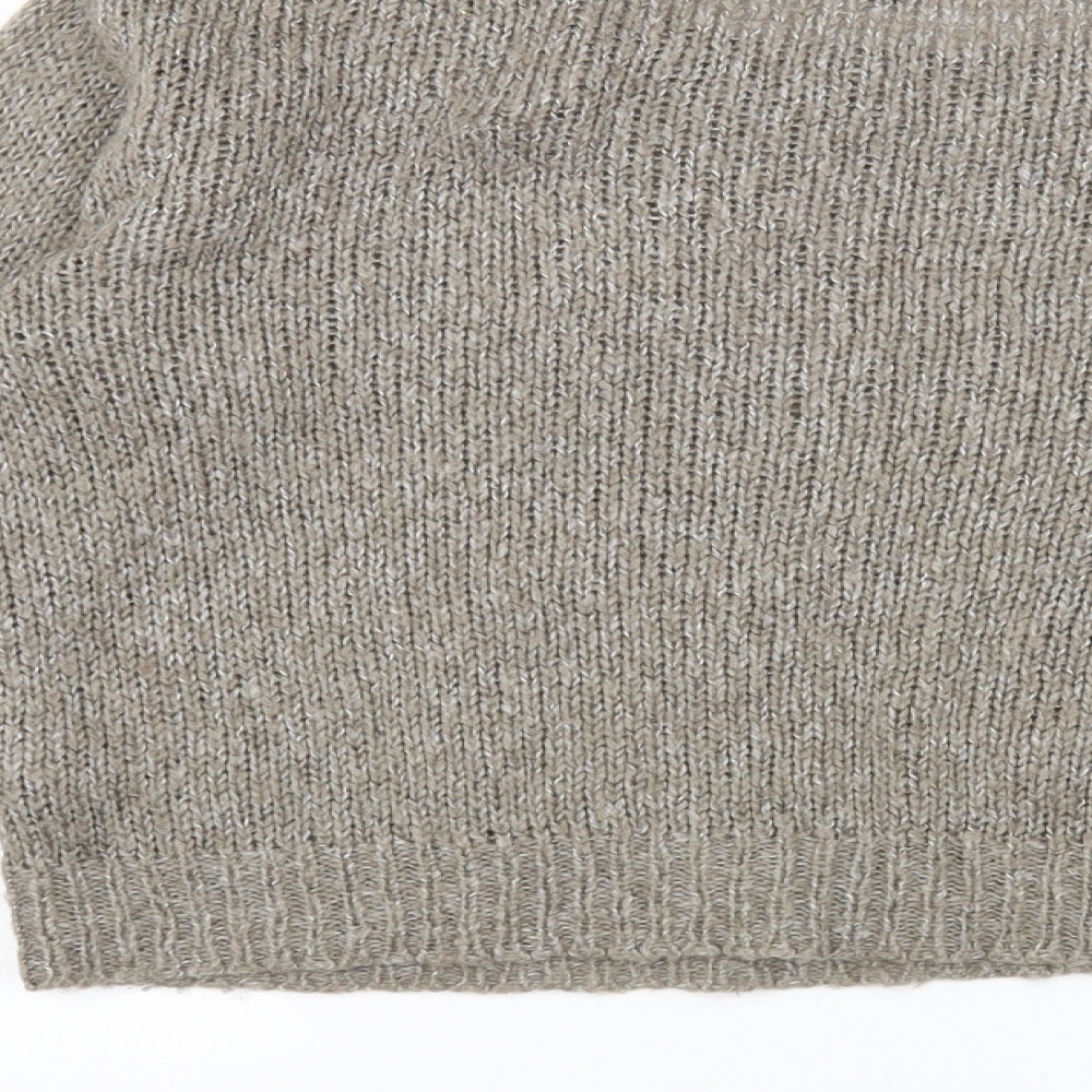 H&M Womens Grey Boat Neck Acrylic Pullover Jumper Size S
