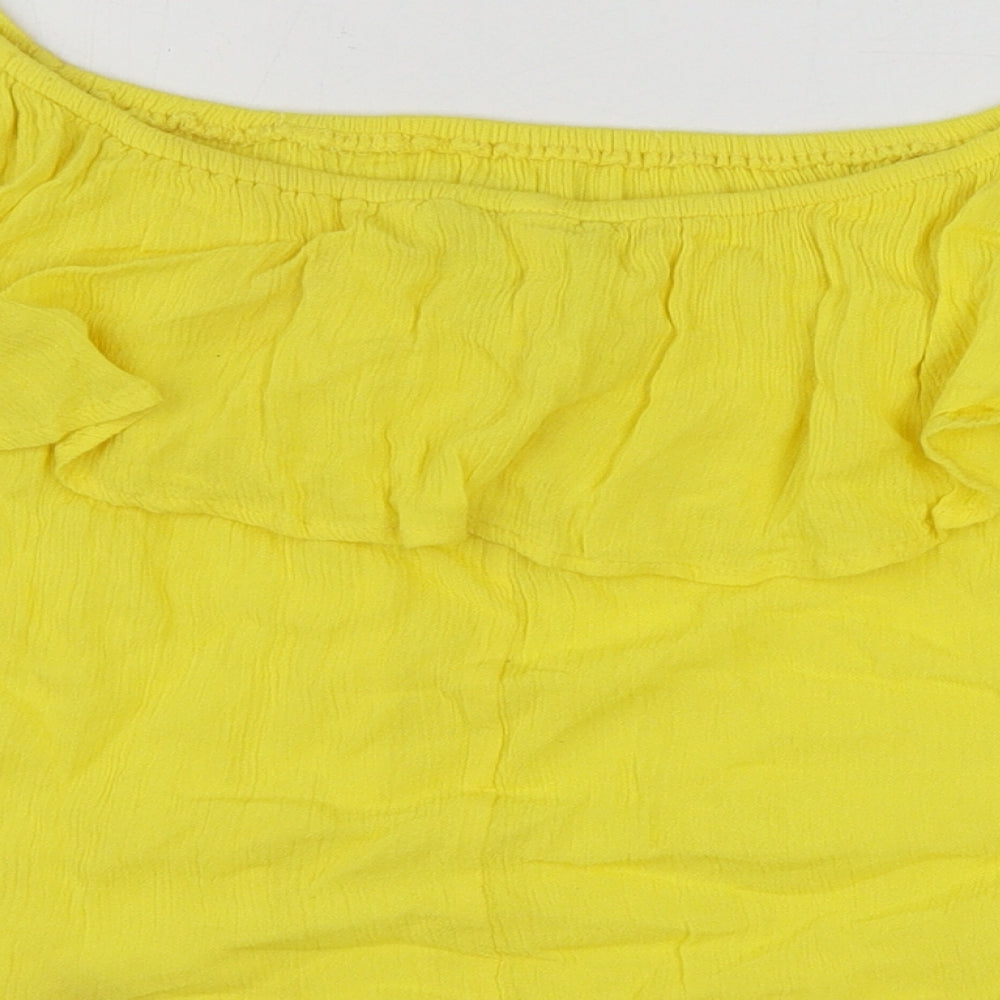 New Look Womens Yellow Viscose Basic Blouse Size 6 Off the Shoulder