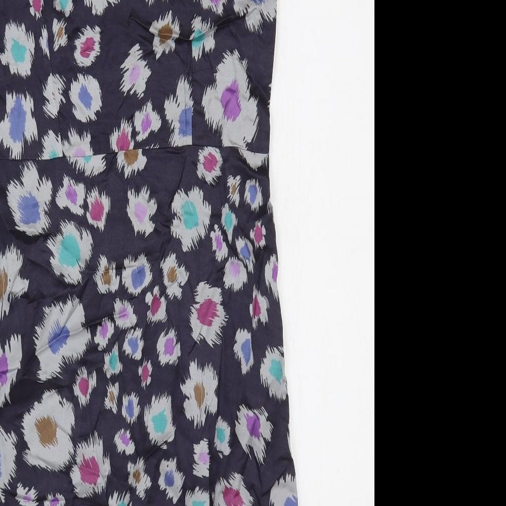Great Plains Womens Purple Geometric Viscose Slip Dress Size L V-Neck Pullover