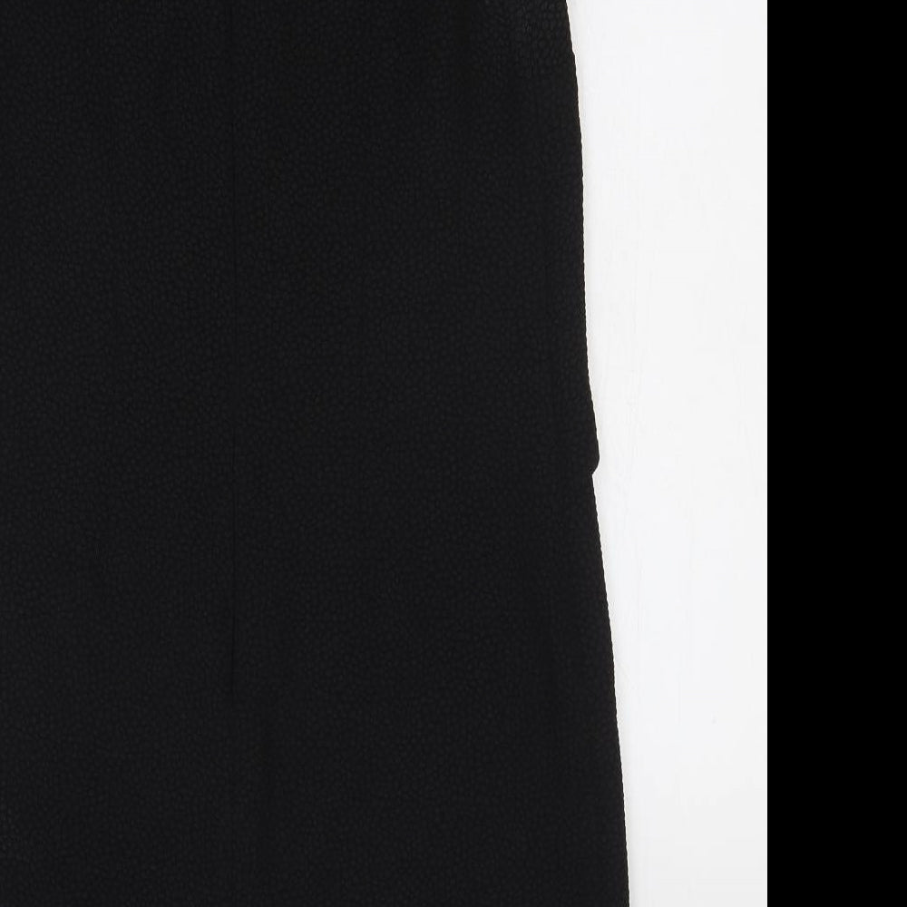 Warehouse Womens Black Polyester Shift Size 10 Round Neck Zip