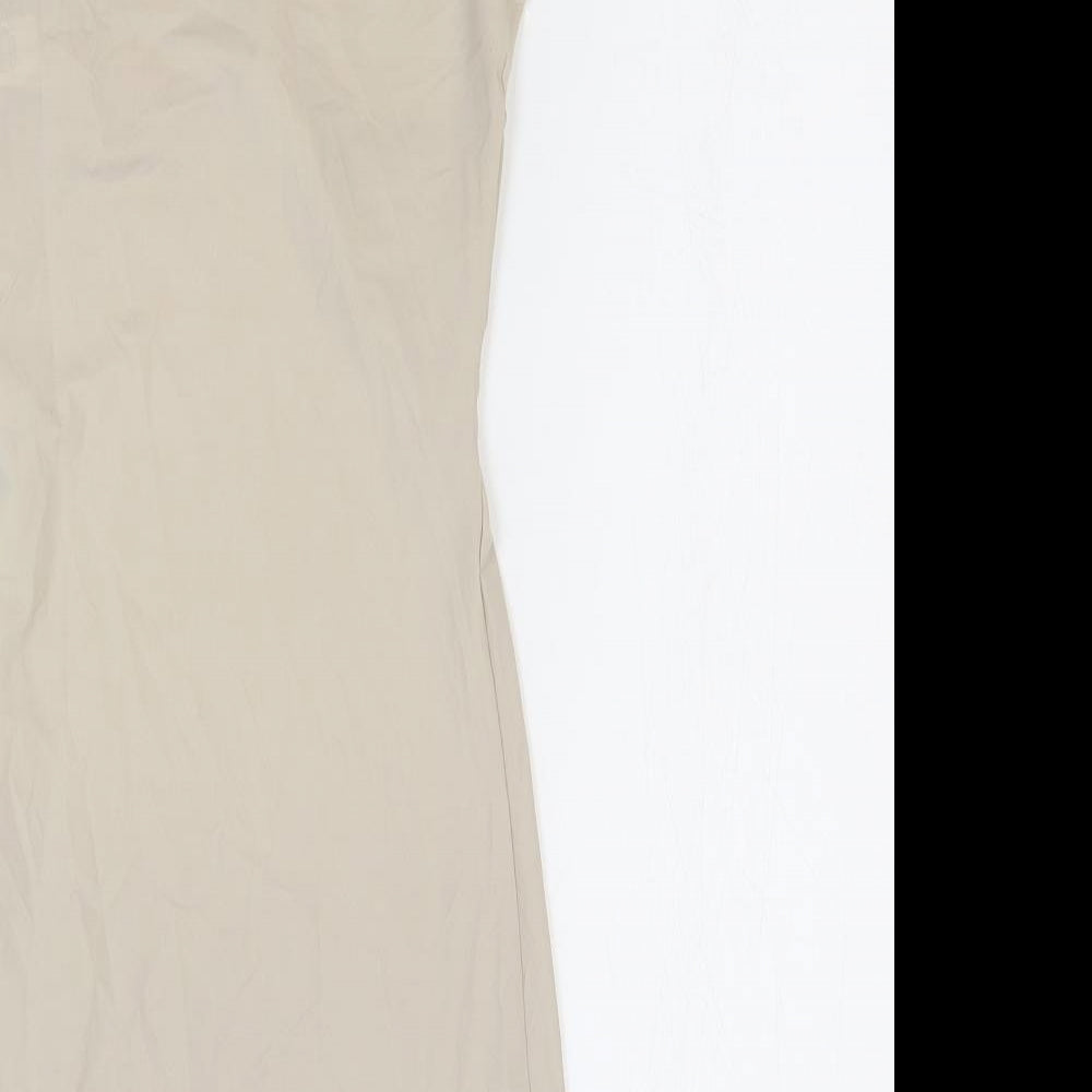 Marks & Spencer Womens Beige Elastane Bodycon Size 10 Scoop Neck Pullover
