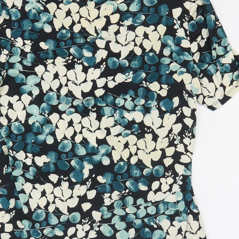 Preworn Womens Blue Geometric Polyester Basic Blouse Size M Square Neck