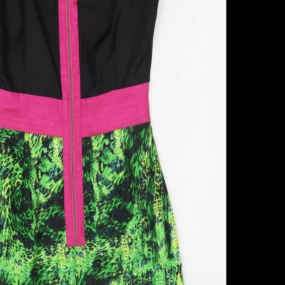 Loleen X Womens Multicoloured Colourblock Polyester A-Line Size M V-Neck Zip - Snakeskin Pattern