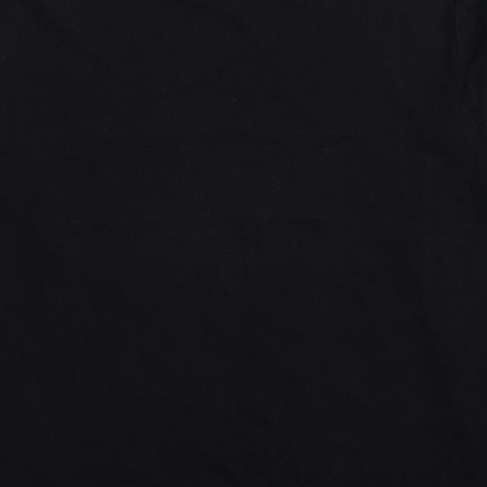 Pure & Natural Womens Black Round Neck Viscose Pullover Jumper Size 18 - Leaf Detail