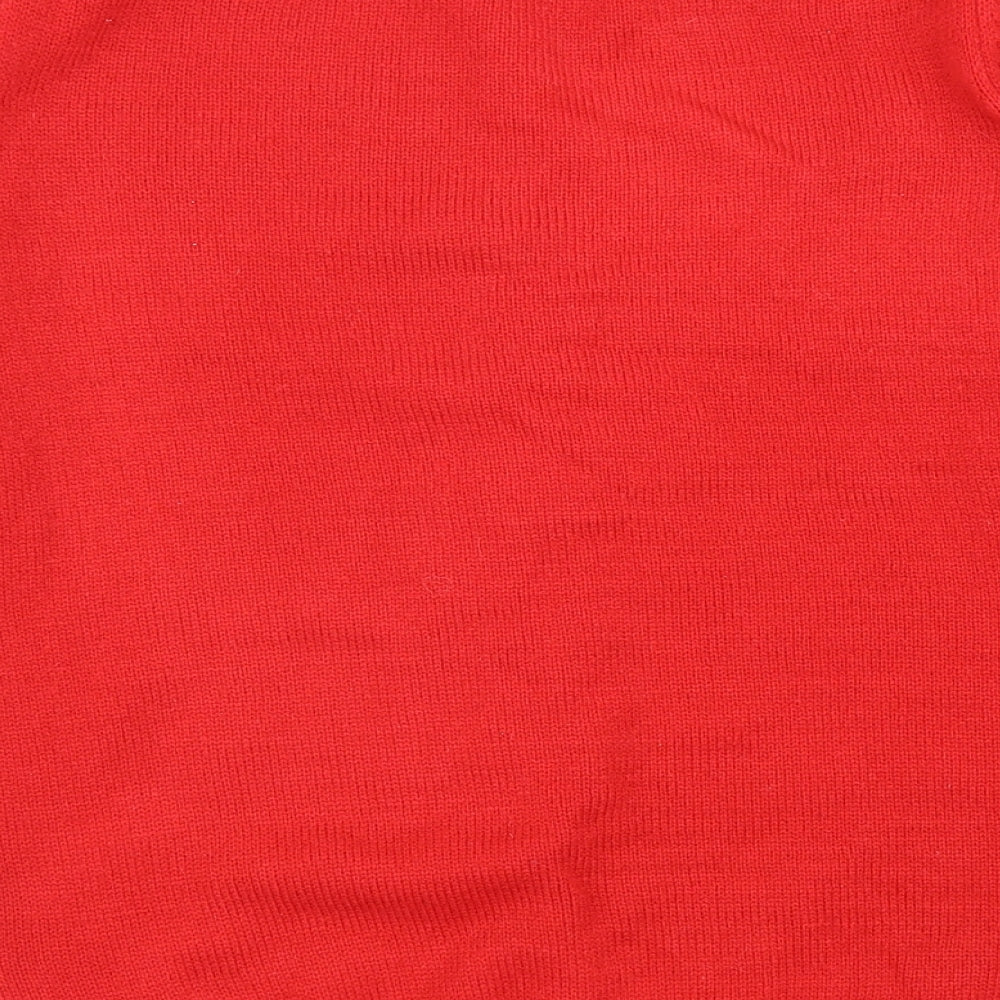 Livergy Womens Red Round Neck Acrylic Pullover Jumper Size S - Rudolf Christmas