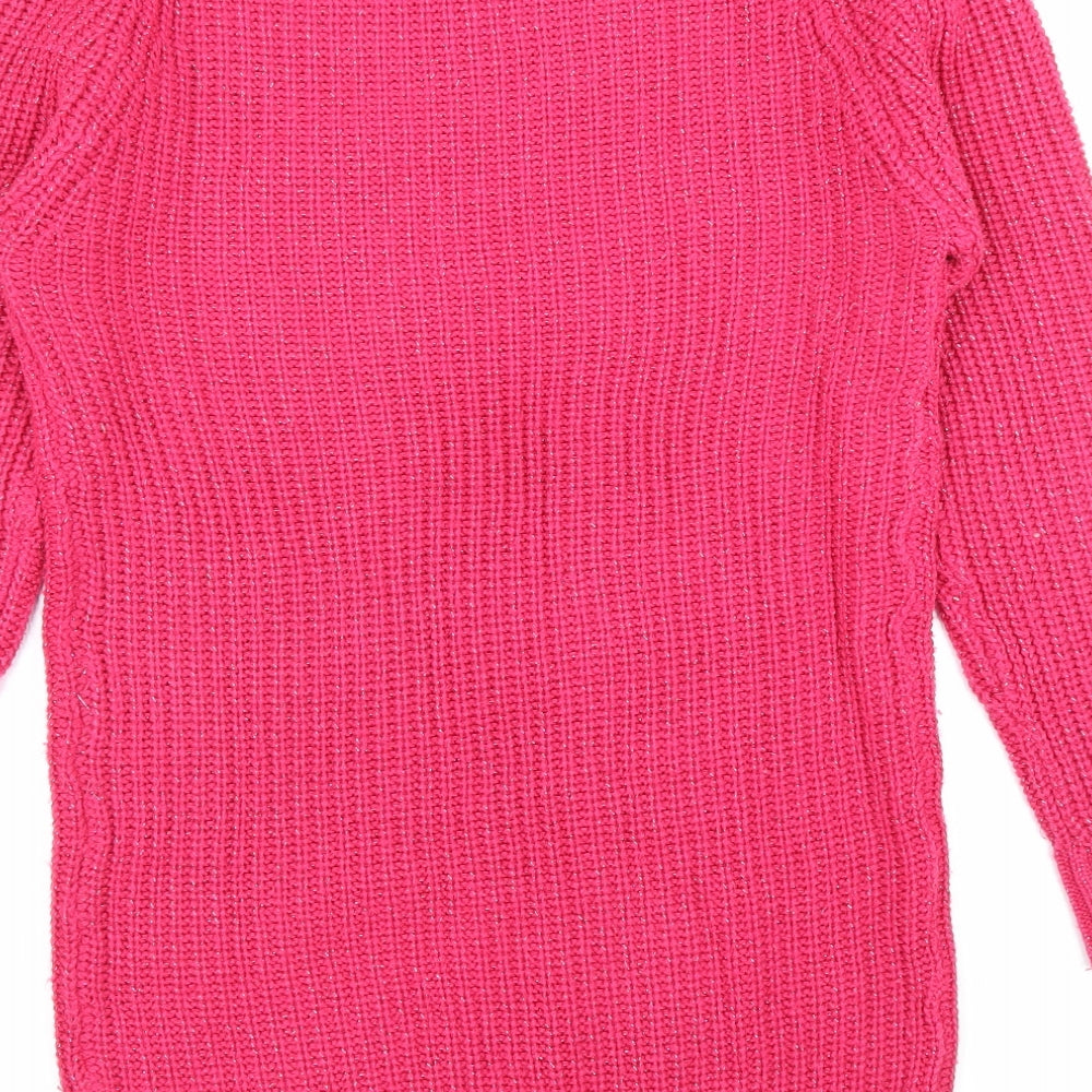 alcott Womens Pink Round Neck Polyester Pullover Jumper Size XL