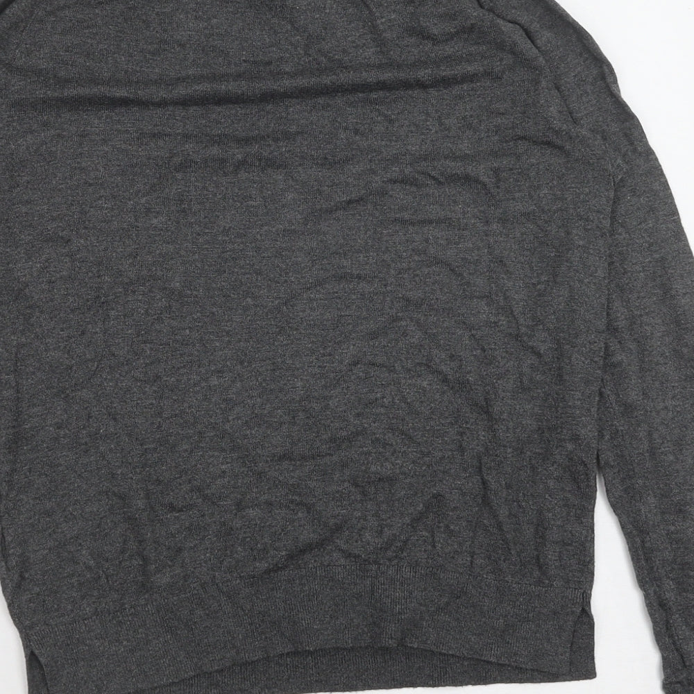 H&M Womens Grey Crew Neck Viscose Pullover Jumper Size S