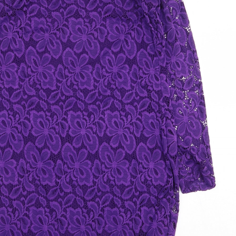 Preworn Womens Purple Nylon Bodycon Size L Off the Shoulder Zip