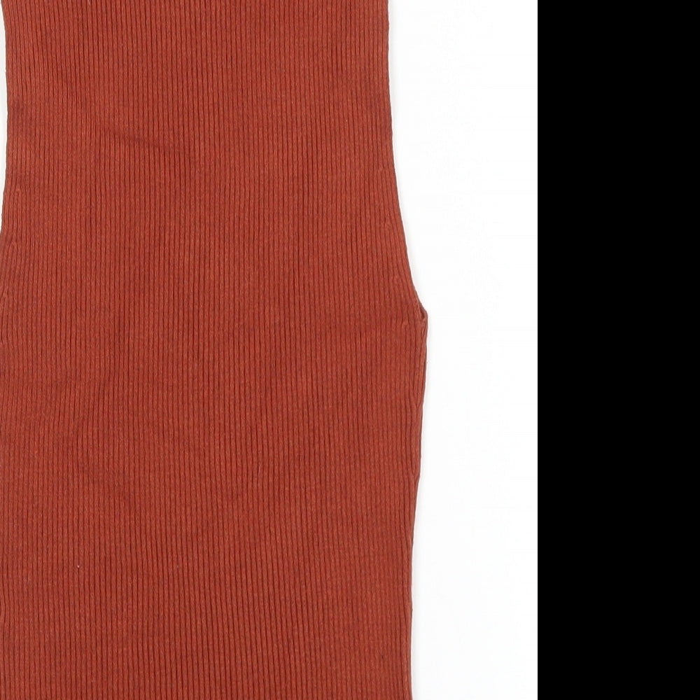 H&M Womens Brown High Neck Viscose Pullover Jumper Size S