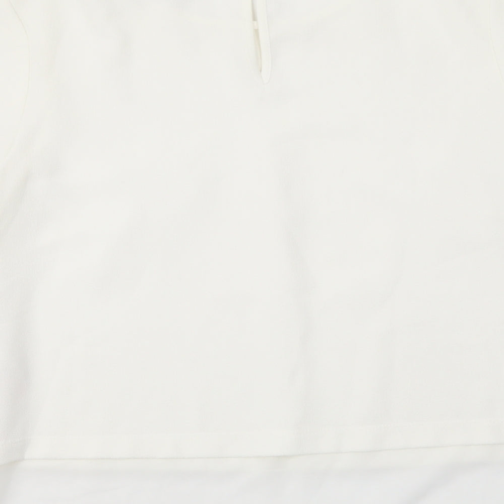 Dorothy Perkins Womens Ivory Polyester Basic T-Shirt Size 14 Round Neck - Chiffon Trim