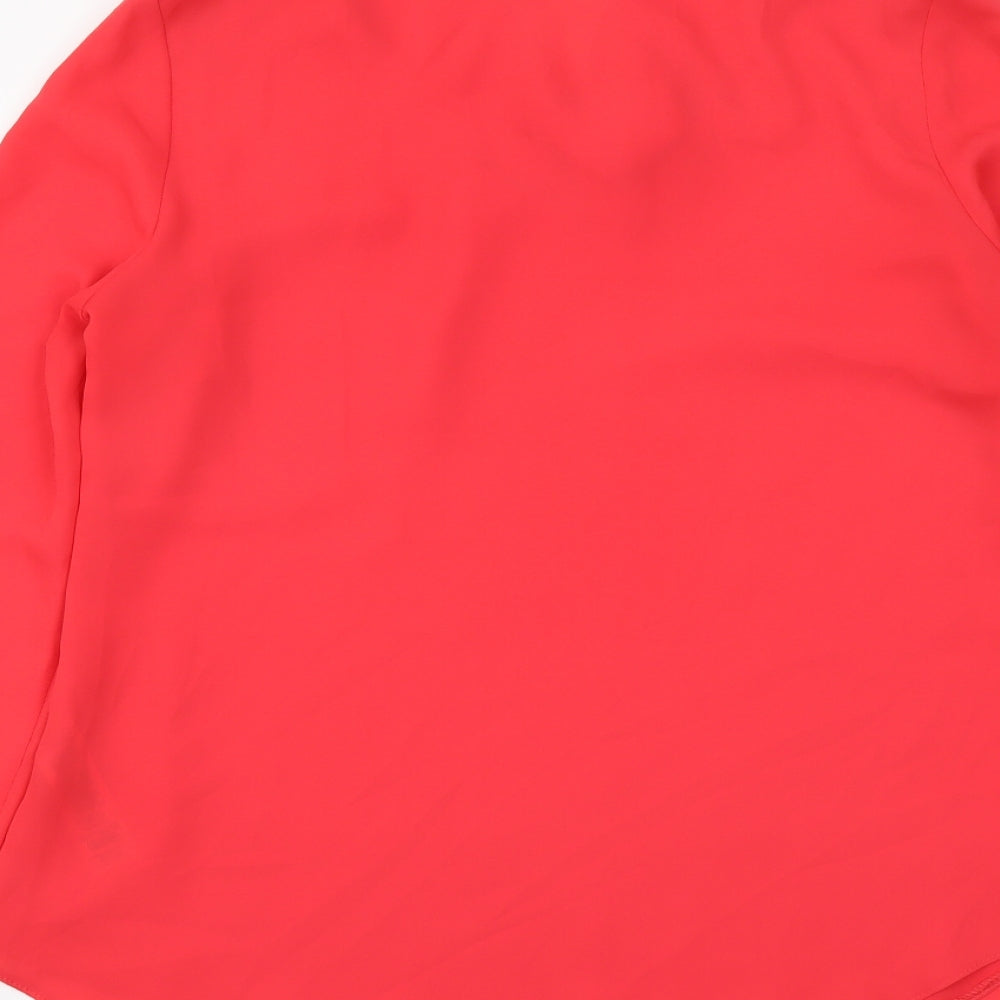 Wallis Womens Red Polyester Basic Blouse Size 8 V-Neck