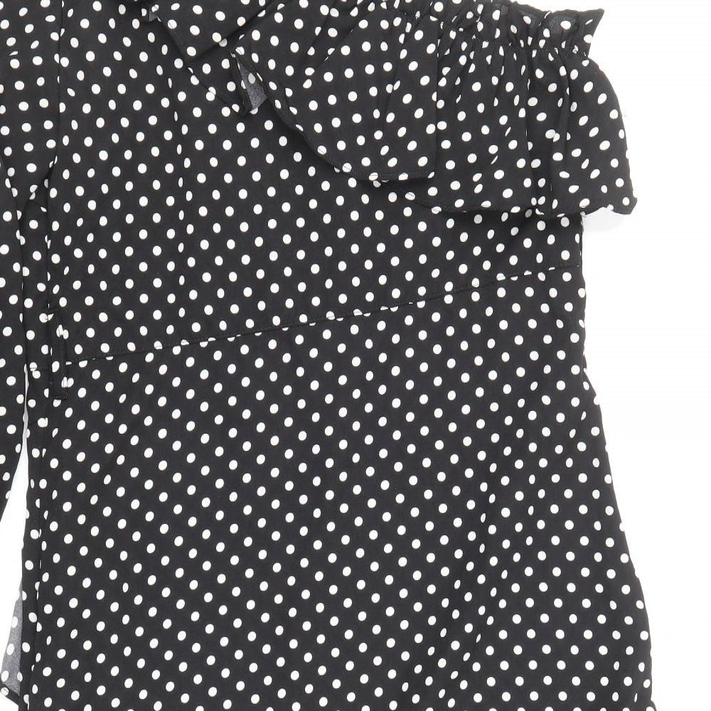 Nasty Gal Womens Black Polka Dot Polyester Mini Size 12 One Shoulder Zip