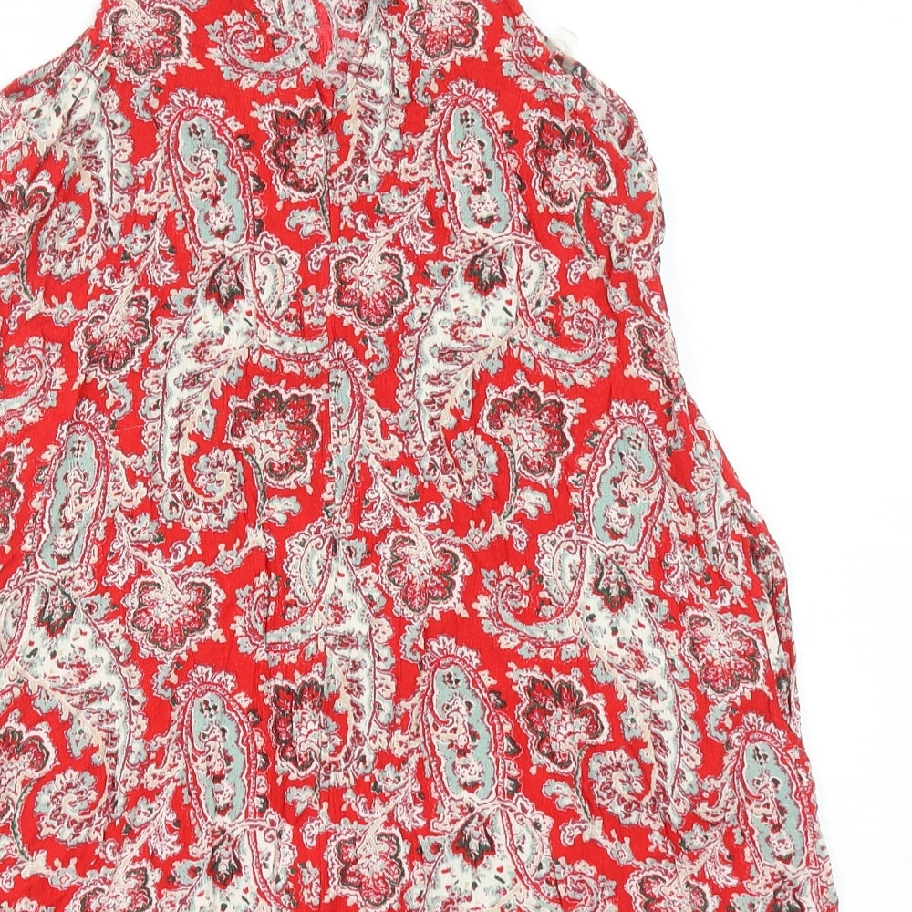American Eagle Outfitters Womens Red Paisley Viscose Tunic Tank Size S Round Neck